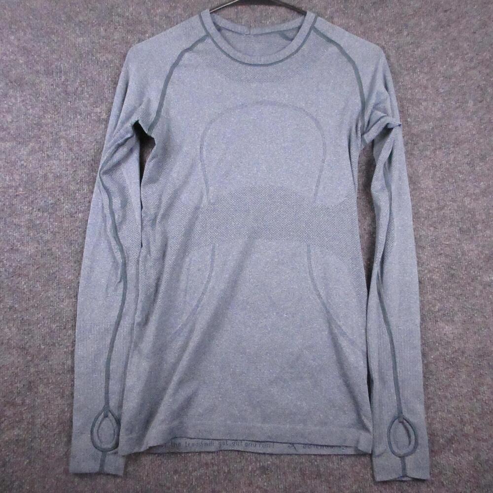Lululemon Swiftly Tech Shirt Womens 4 Gray Long Sleeve Thumbholes Running Yoga